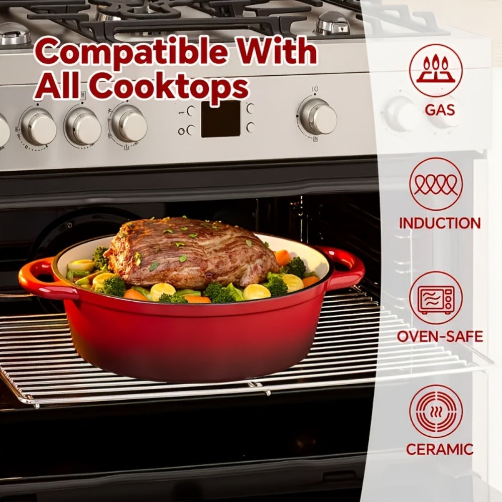 Dutch Oven Cookware by Uyi, 4.5QT Enameled Cast Iron Pot with Lid, Dual Handles and Four Color Options