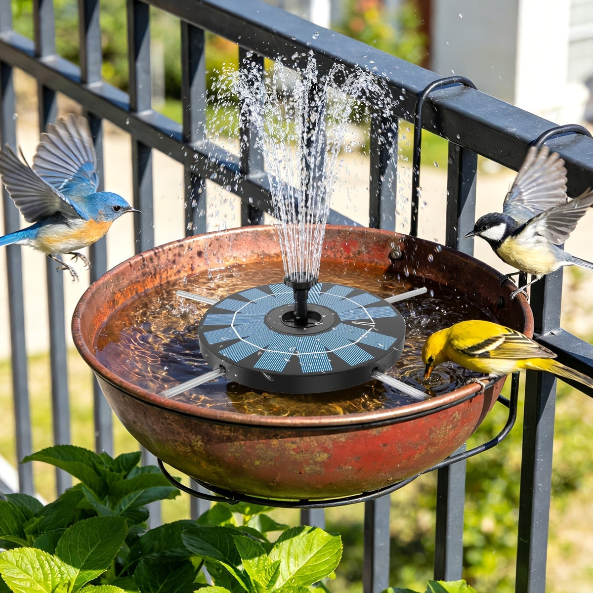 Garden Fountain Solar Powered with Support Rod for Garden, Pathway and Patio Lighting, with the Listed Configuration
