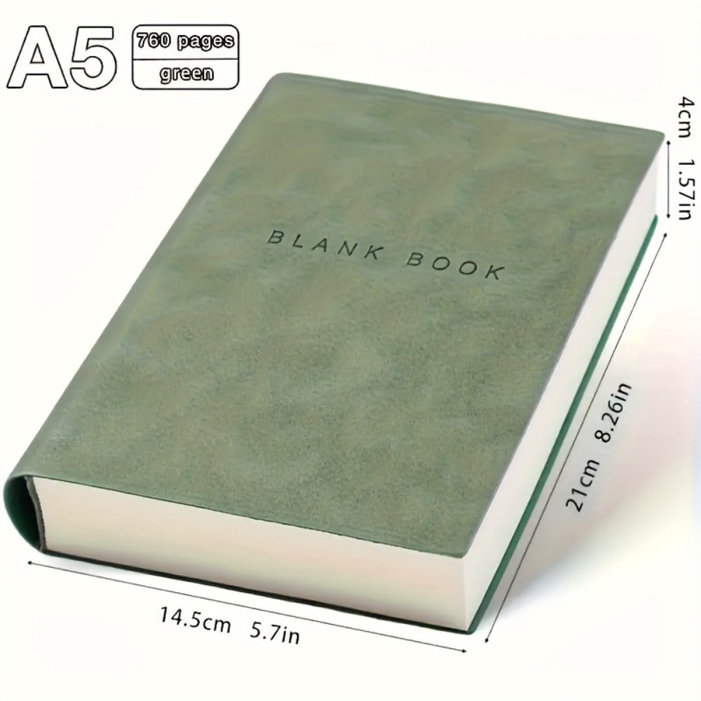 Blank Notebook with A5 760 Pages Leather Soft Cover Sketchbook