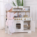 Kids Play Kitchen Set with Sink Oven Stove Dishwasher Coffee Maker Ice Maker Microwave for Home Cooking, Dining and Outdoor Meals
