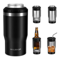 Can Cooler Insulated Stainless Steel 4-in-1 for 12 oz Standard Slim Can & Beer Bottle – Double Wall Sweat-Proof Beer Koozie for Camping Beach Tailgate BBQ Outdoor Party