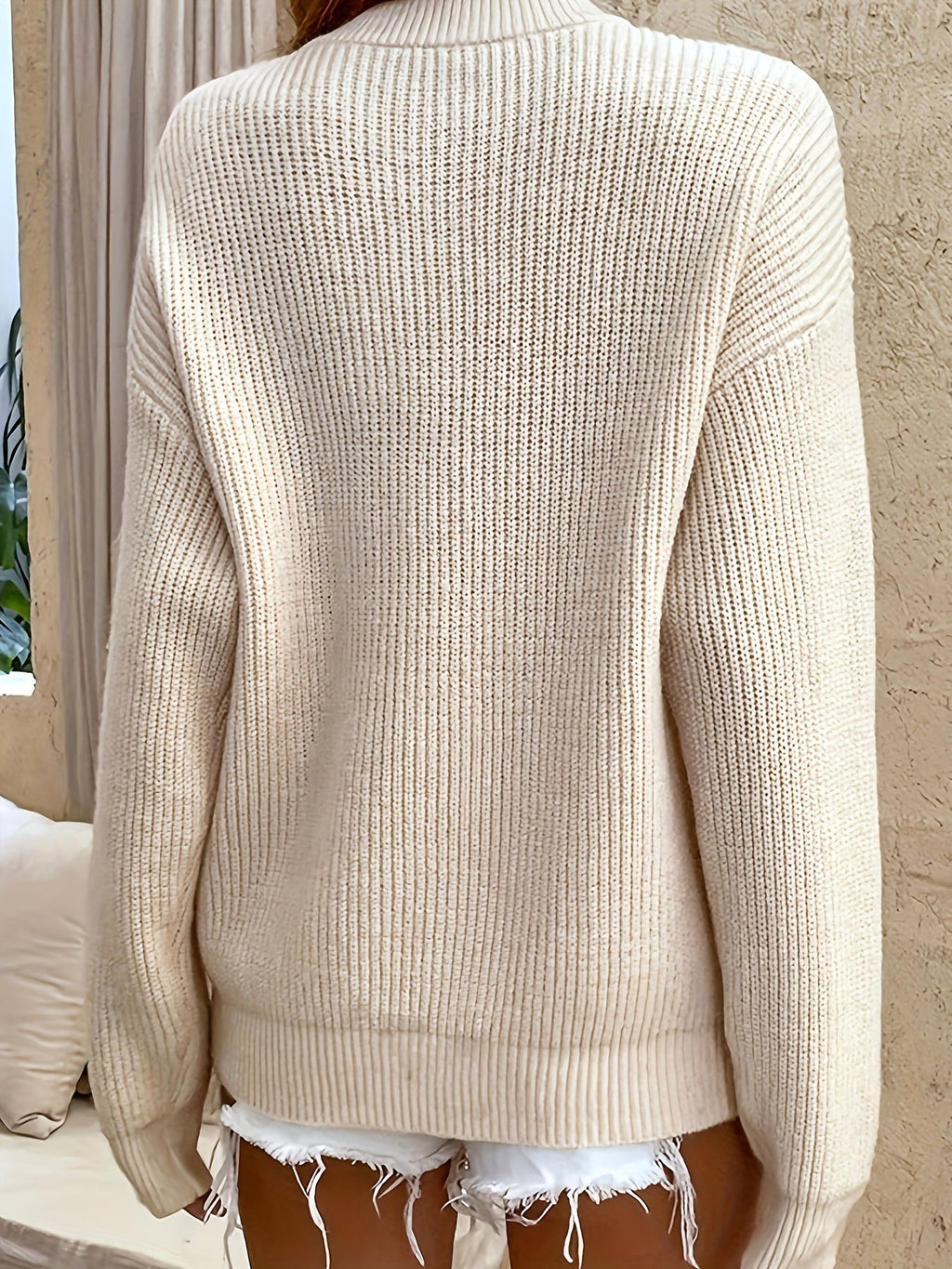 Nora | Gerippter Pullover mit geknöpftem Ausschnitt
