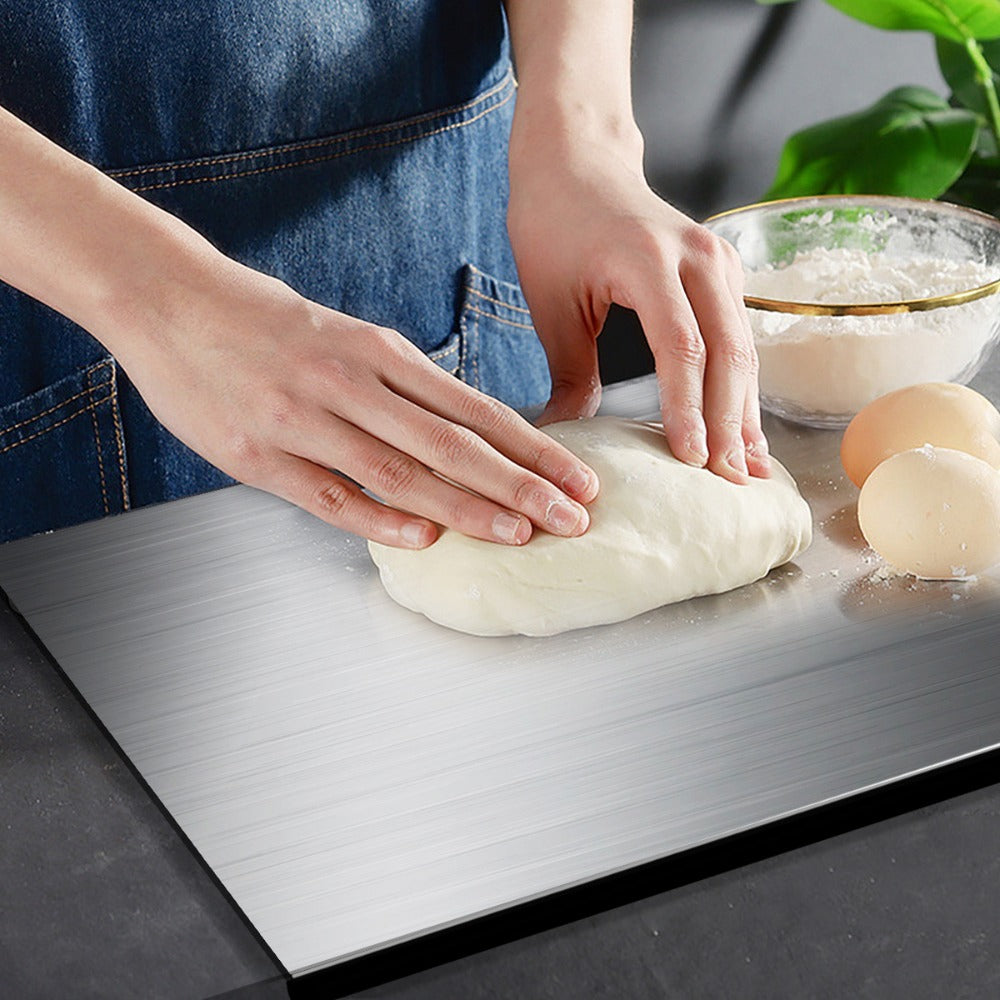 Stainless Steel Cutting Board, 304 Grade Butcher Block Rolling Board, Large Kitchen Chopping Board for Meat, Vegetables & Bread