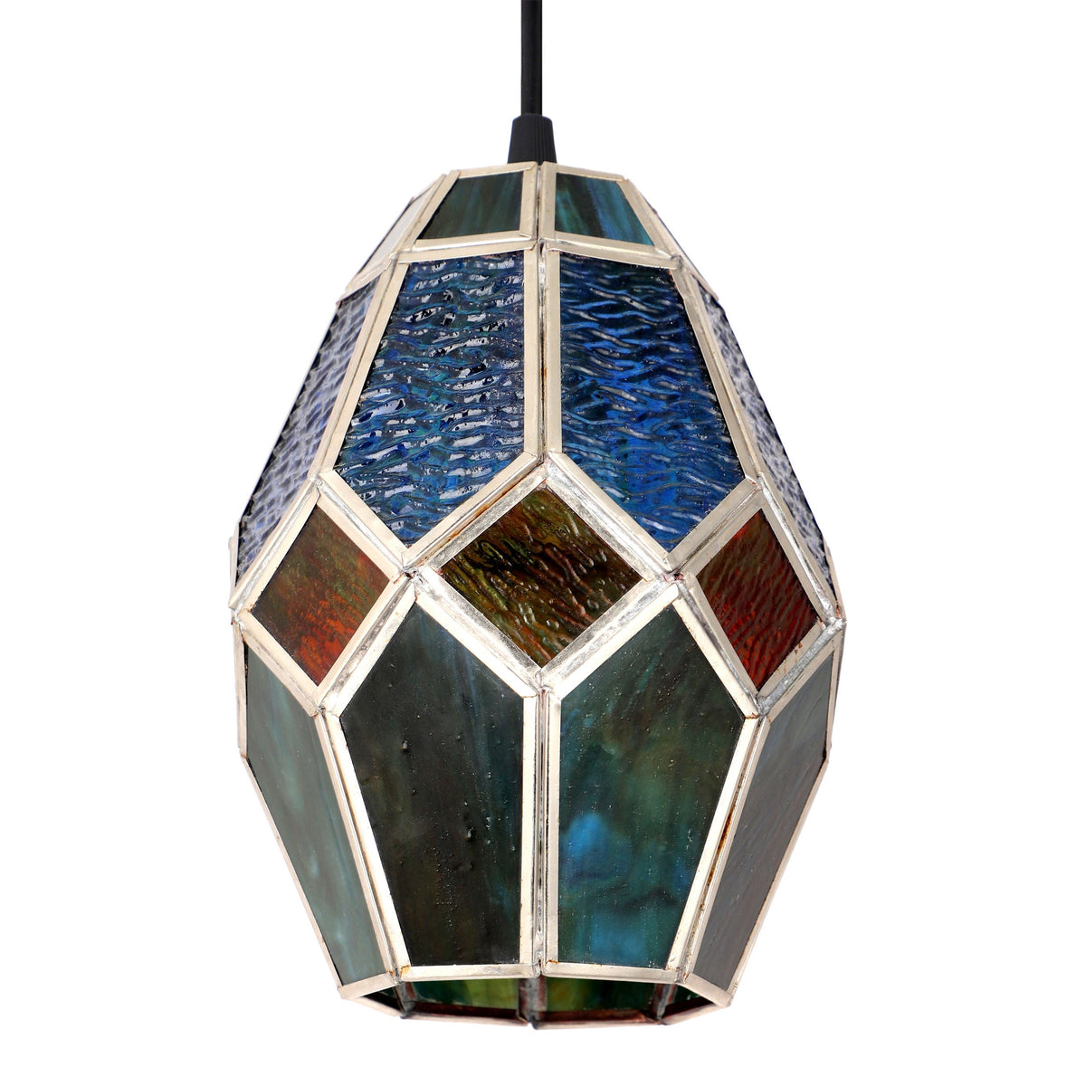 River of Goods Stained Glass Hanging Lamp - BlueGreen
