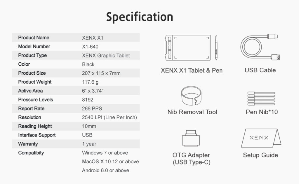 Drawing Tablet XENX 8192 Pressure Levels Battery-Free Stylus 5080 LPI 266 PPS 2 Programmable for an Everyday Personal Care Routine