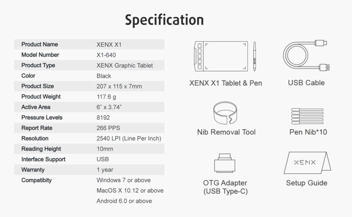 Drawing Tablet XENX 8192 Pressure Levels Battery-Free Stylus 5080 LPI 266 PPS 2 Programmable for an Everyday Personal Care Routine