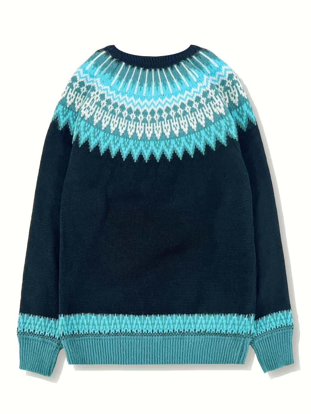 Sylvia | Grobstrick-Jacquardpullover mit Rundhalsausschnitt