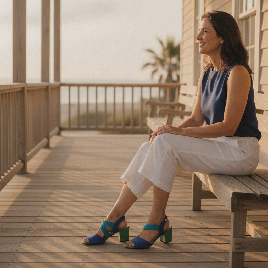 Elara | Pumps mit Blockabsatz und überkreuzten Riemchen