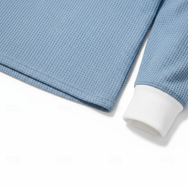 Ashton | Strukturiertes Henley-Shirt mit langen Ärmeln