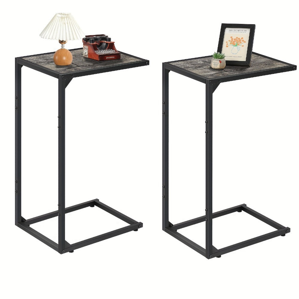 C-Shaped Sofa End Table with Optional Charging or Storage Bags, One- and Two-Piece Configurations