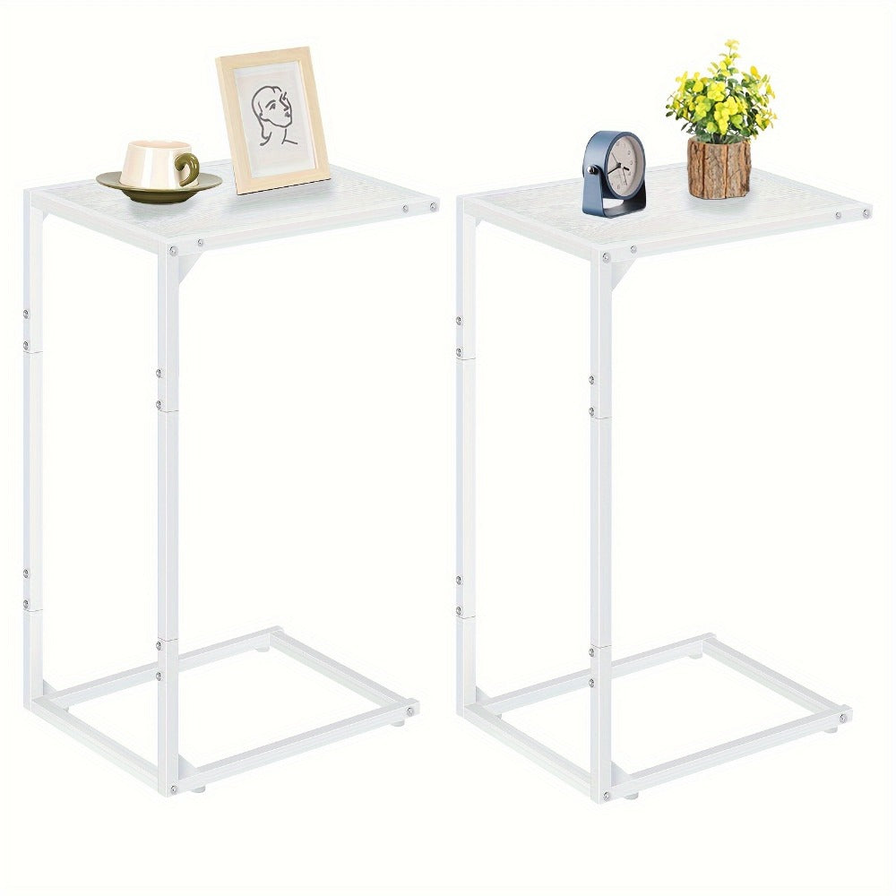 C-Shaped Sofa End Table with Optional Charging or Storage Bags, One- and Two-Piece Configurations