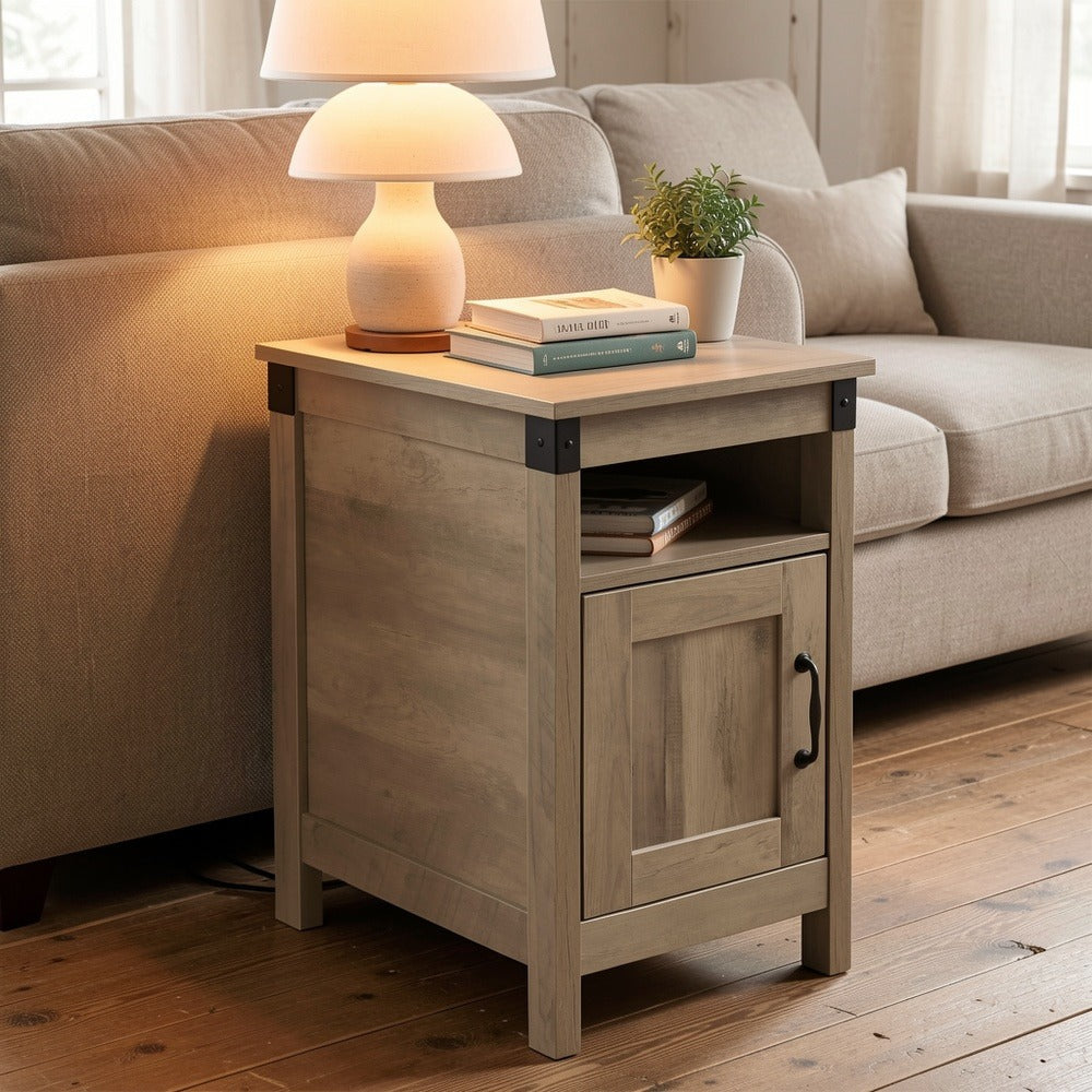 End Tables And Nightstands with Charging Station and Side Table for Living Room