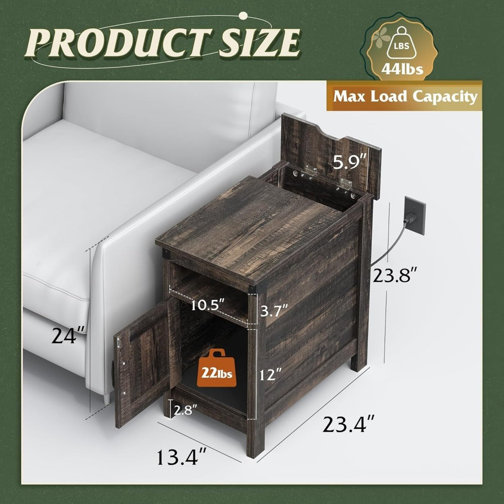 End Tables And Nightstands with Charging Station and Side Table for Living Room