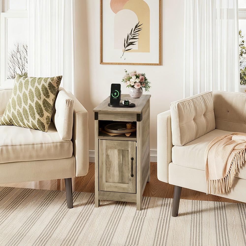 End Tables And Nightstands with Charging Station and Side Table for Living Room