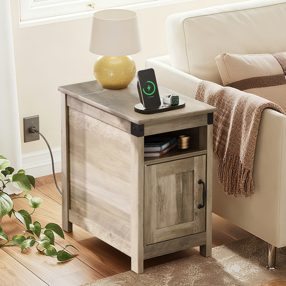 End Tables And Nightstands with Charging Station and Side Table for Living Room