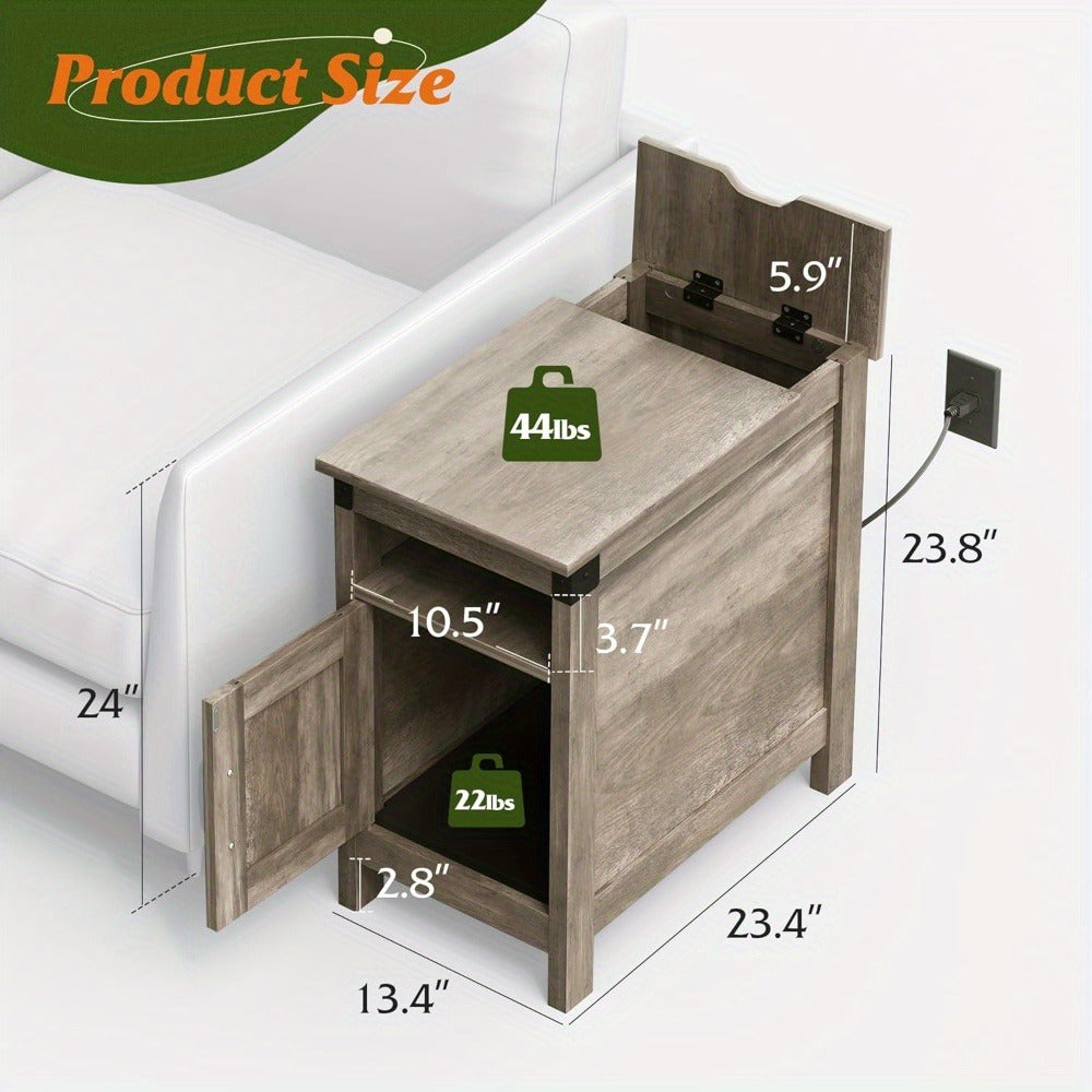 End Tables And Nightstands with Charging Station and Side Table for Living Room