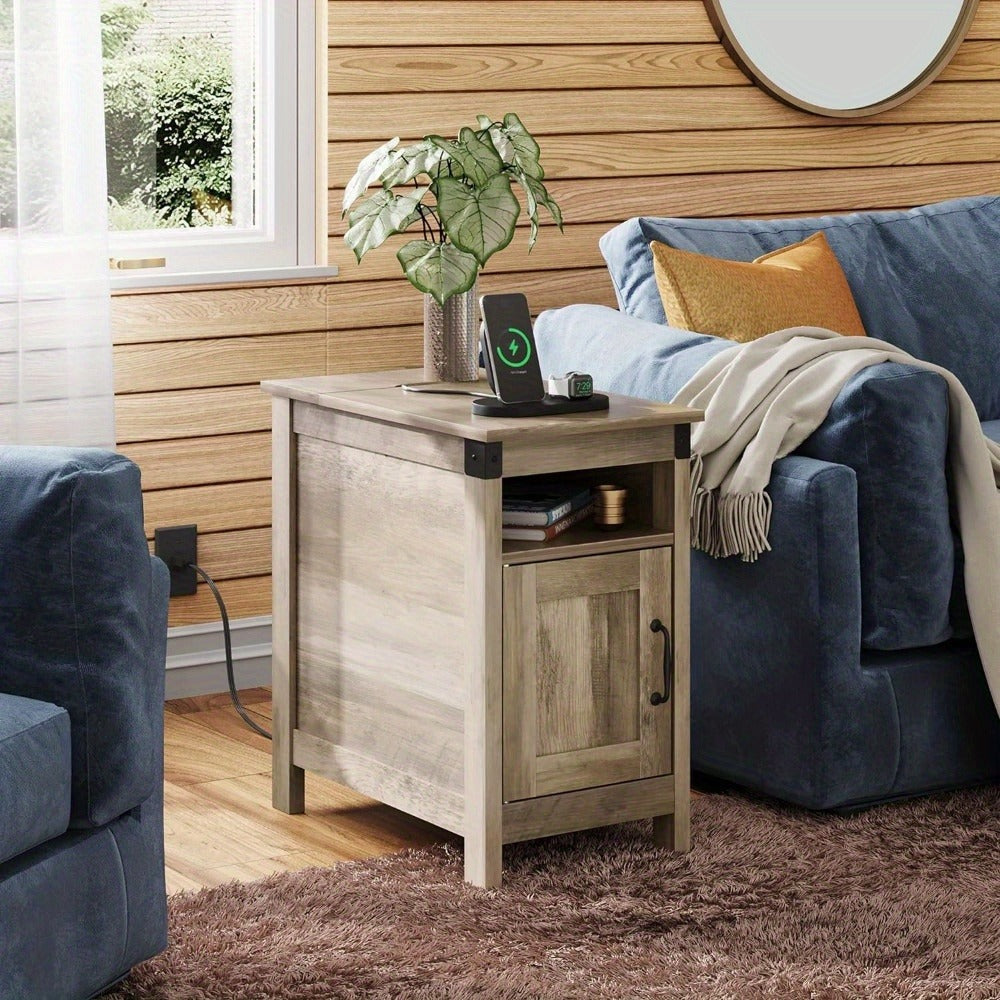 End Tables And Nightstands with Charging Station and Side Table for Living Room