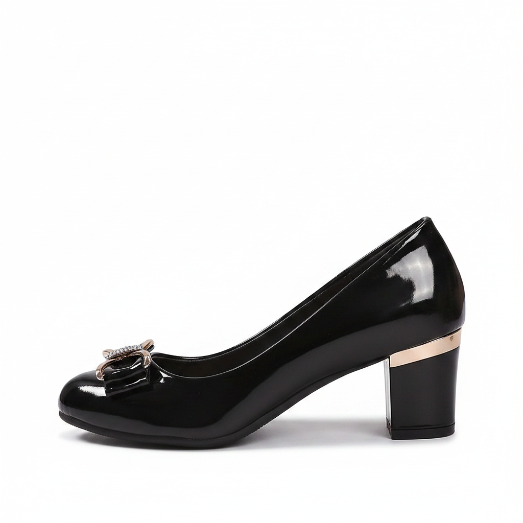 Evelyn | Pumps mit Blockabsatz und Schleifendetail