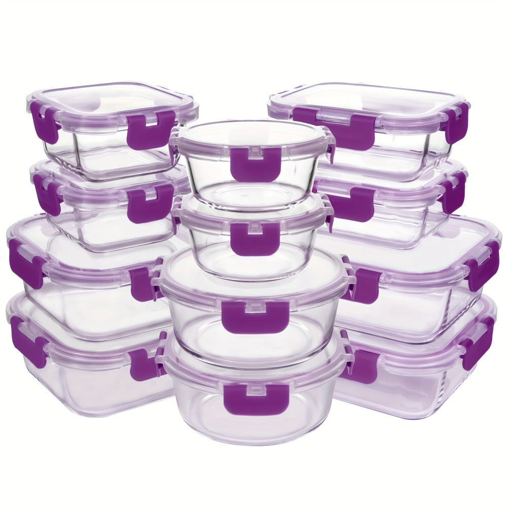 Glass Food Storage Containers for Meal Prep, Airtight Borosilicate Kitchen Boxes, Microwave and Freezer Safe