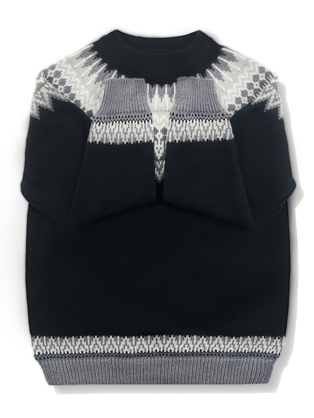 Sylvia | Grobstrick-Jacquardpullover mit Rundhalsausschnitt