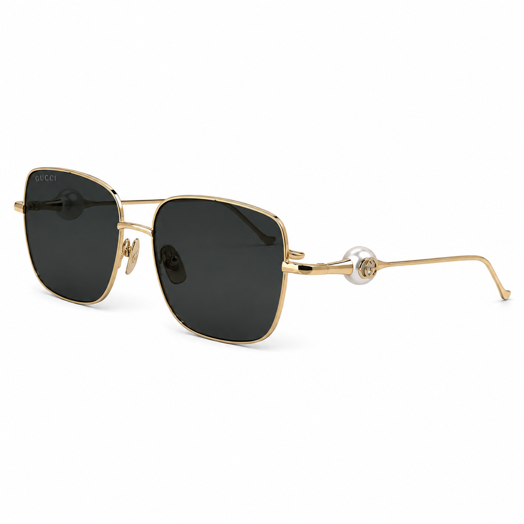 Gucci GG Crystal Ball Temple Square Metal Sunglasses