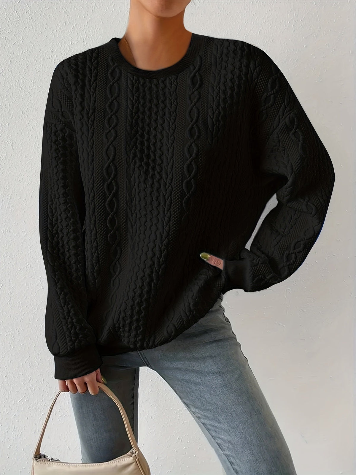 Maisie | Rundhals-Sweatshirt mit Zopfmuster
