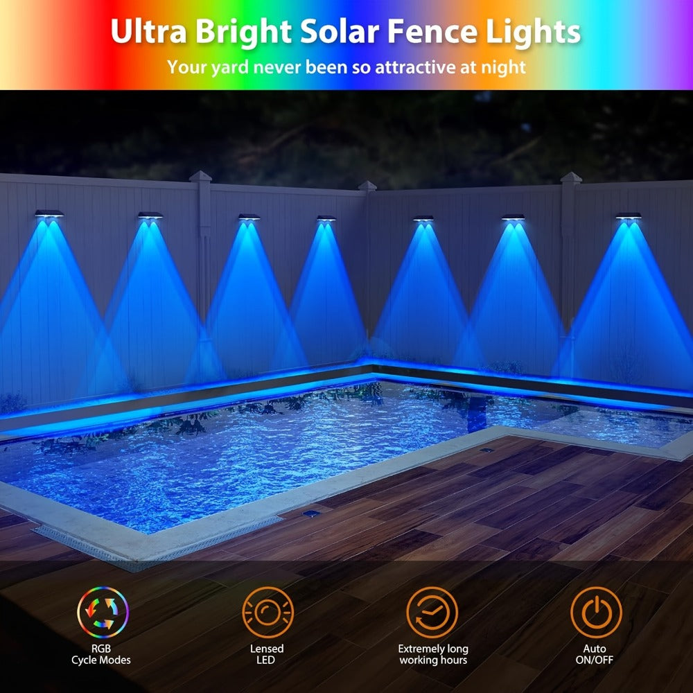 Solar Garden Light, Fence Wall Fixtures 9 Modes, Dusk Sensor and 4 or 8-Pack for Outdoor Garden Decor