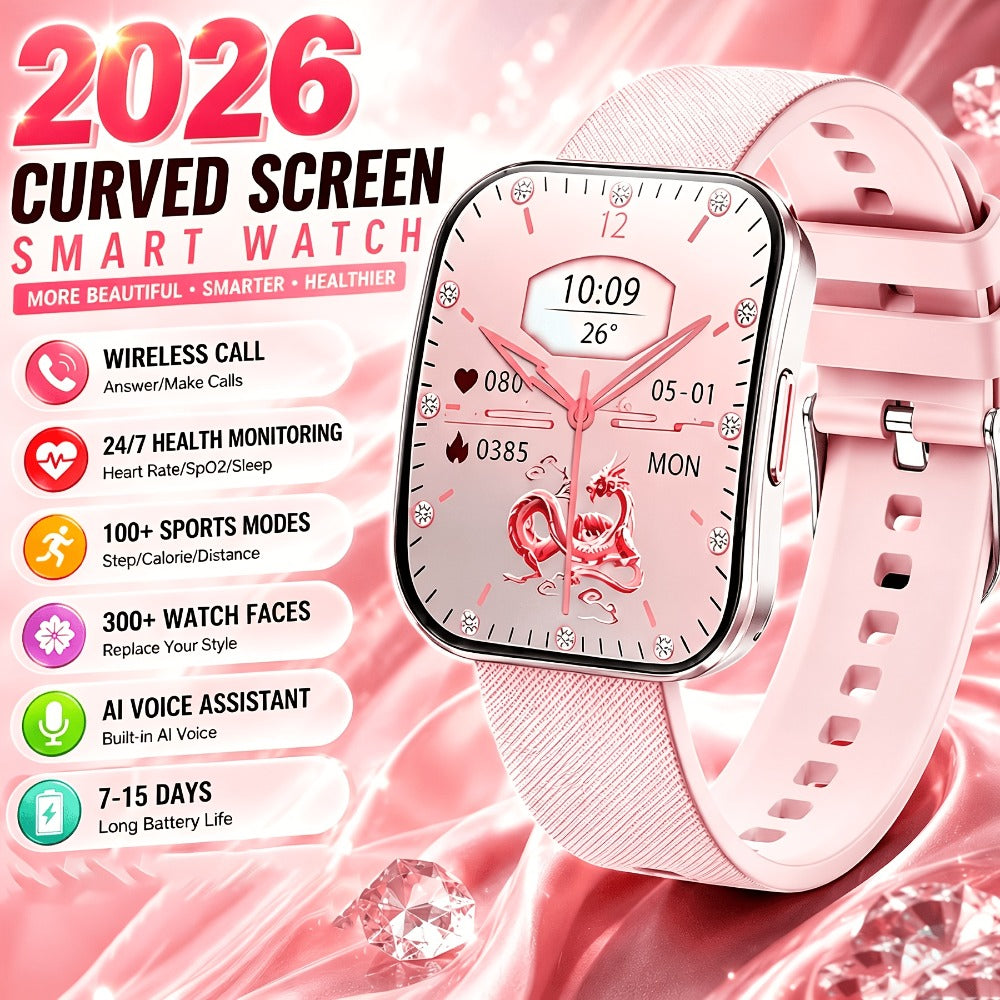 Smartwatch with 1.85-Inch Curved Touchscreen, Calling, Camera and Music Controls in Four Options