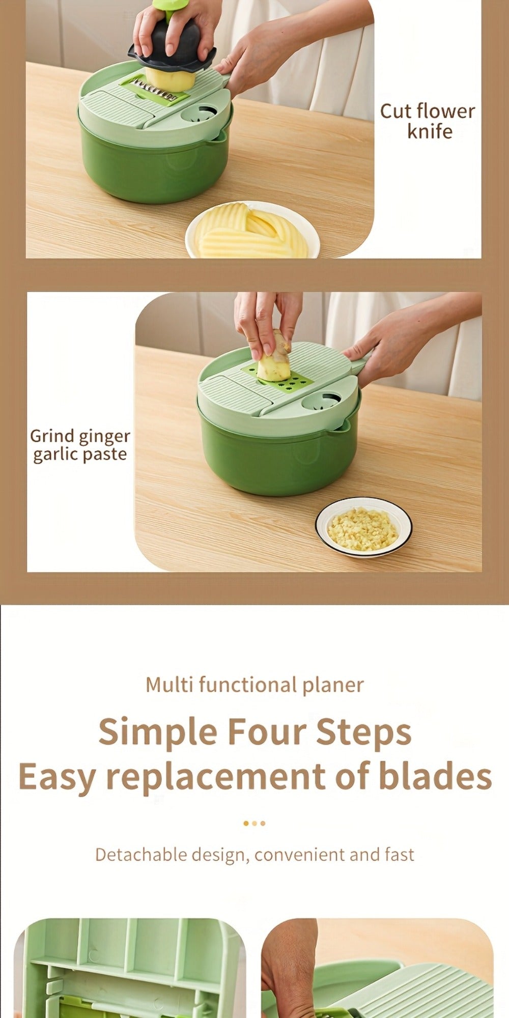Vegetable Chopper 16-in-1 Manual Food Processor with Container, Onion Dicer, Potato Slicer, Garlic Mincer