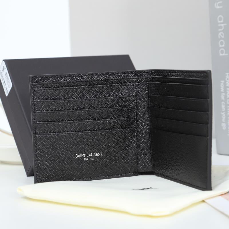 Saint Laurent YSL East/West Bifold Wallet – Grained Leather Black on Black