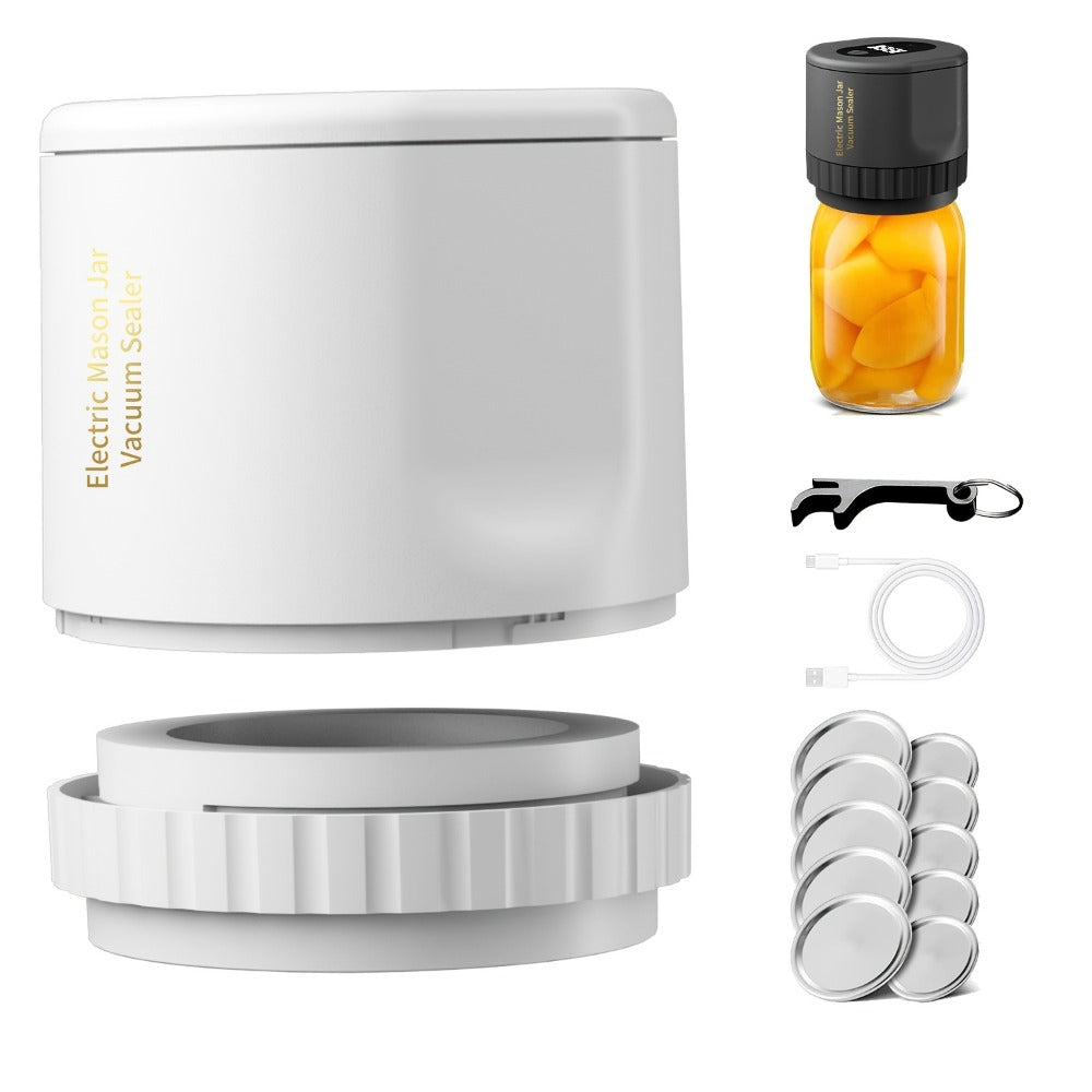 Vacuum Sealer Kit with Regular- and Wide-Mouth Adapters and Lid Accessories and Charging Cable
