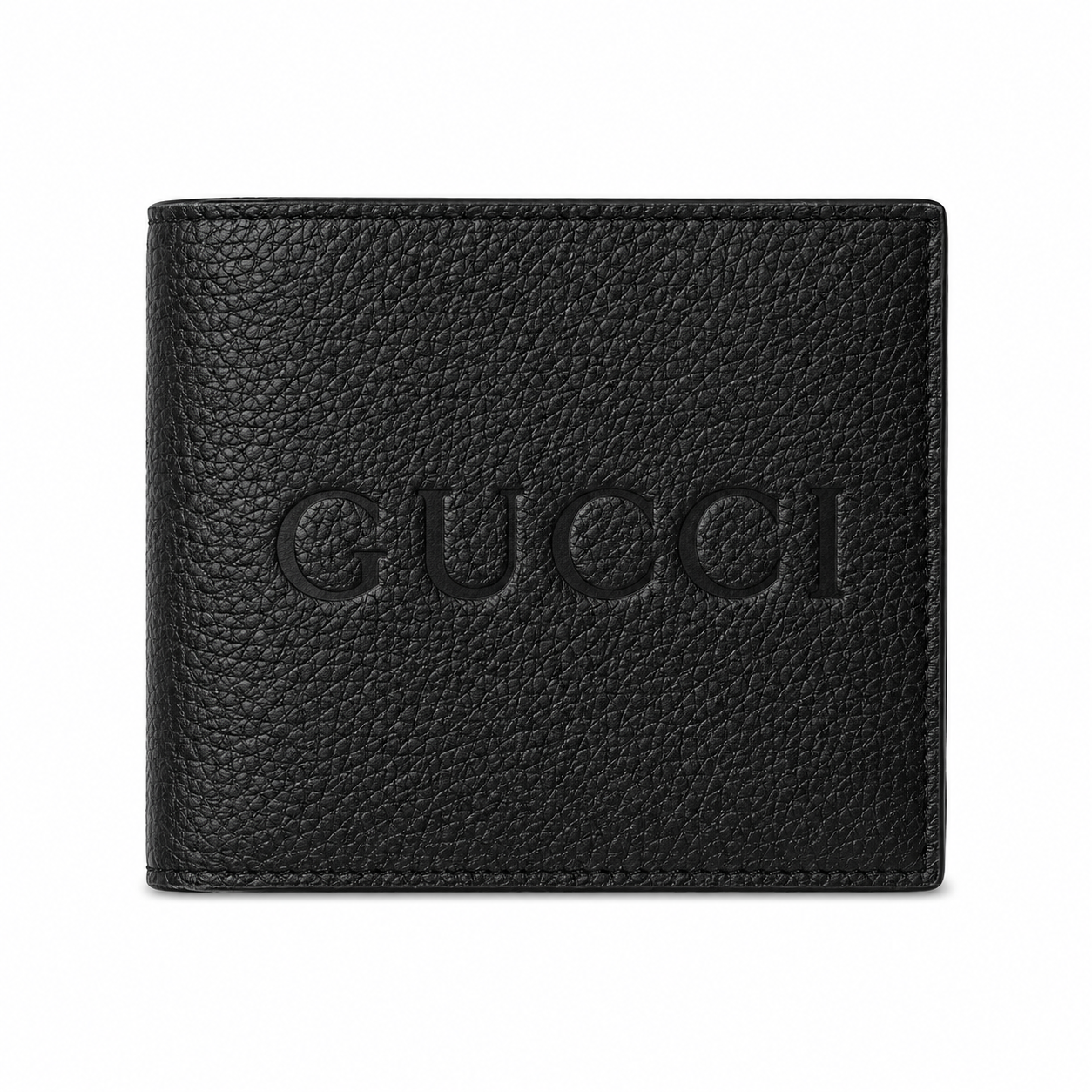 Gucci Logo Embossed Bifold Wallet – Black Pebbled Leather