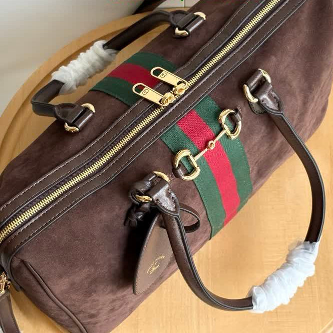 Gucci 1955 Horsebit Boston Bag — Dark Brown Leather