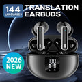 Black or White Stem-Style Translation Earphones with Digital Charging Case and Two Color Options
