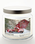 Barn with Truck 12.8 Oz Candle Glass Jar with Brushed Silver Metal Lid