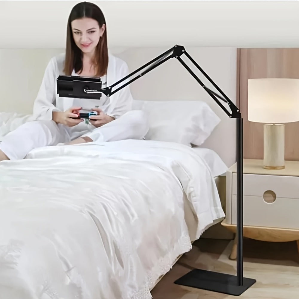 Phone Stand with Flexible Gooseneck Arm and Rotating Holder, 68.9-Inch Metal Support for Hands-Free Viewing