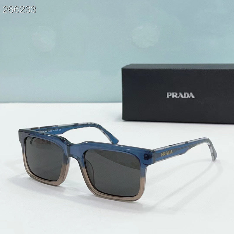 Prada Square Frame Sunglasses – Black Acetate Gradient Grey Lens Made in Italy
