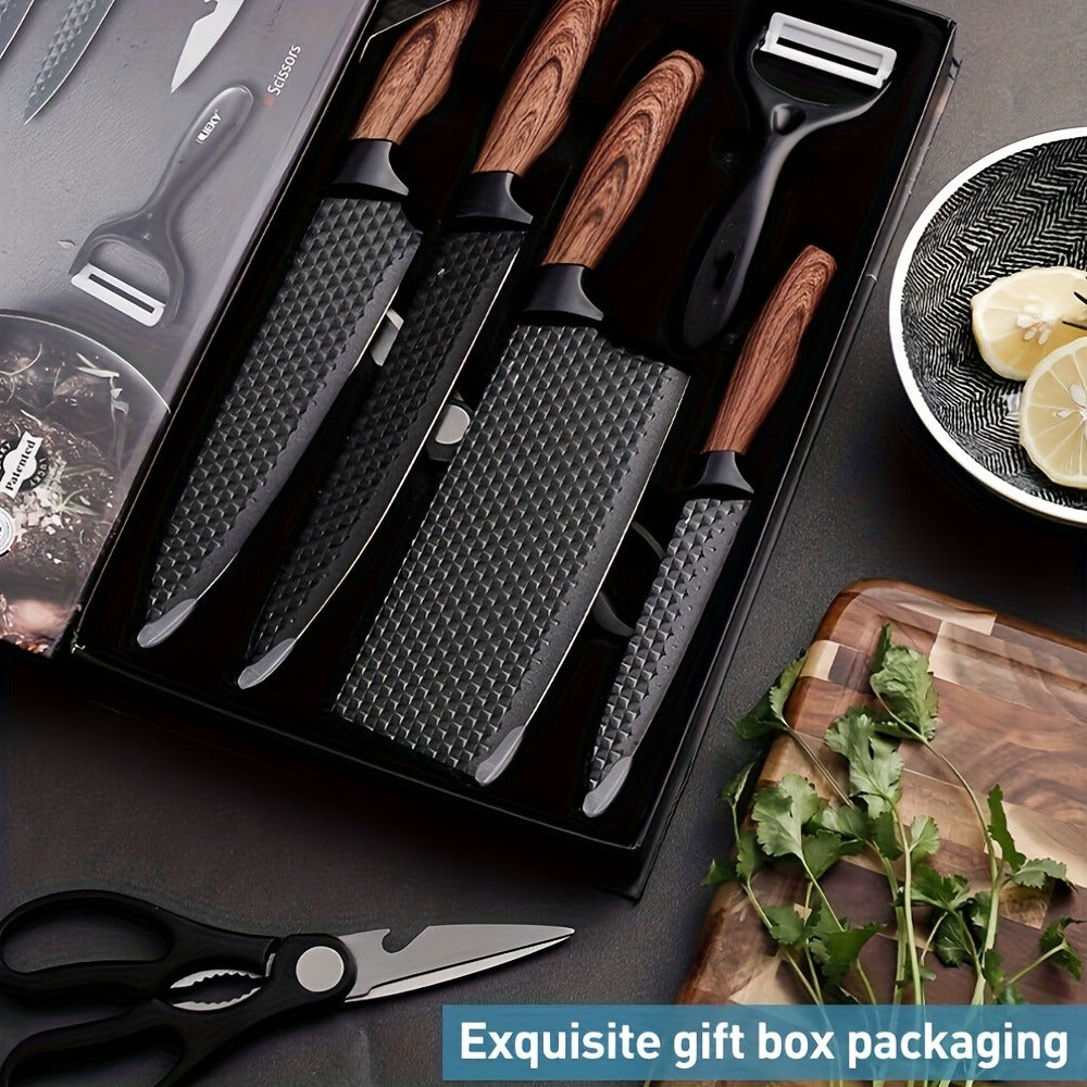 Kitchen Knife Set 6- or 7-Piece High-Carbon Stainless Steel with Wood Handles, Shears and Peeler