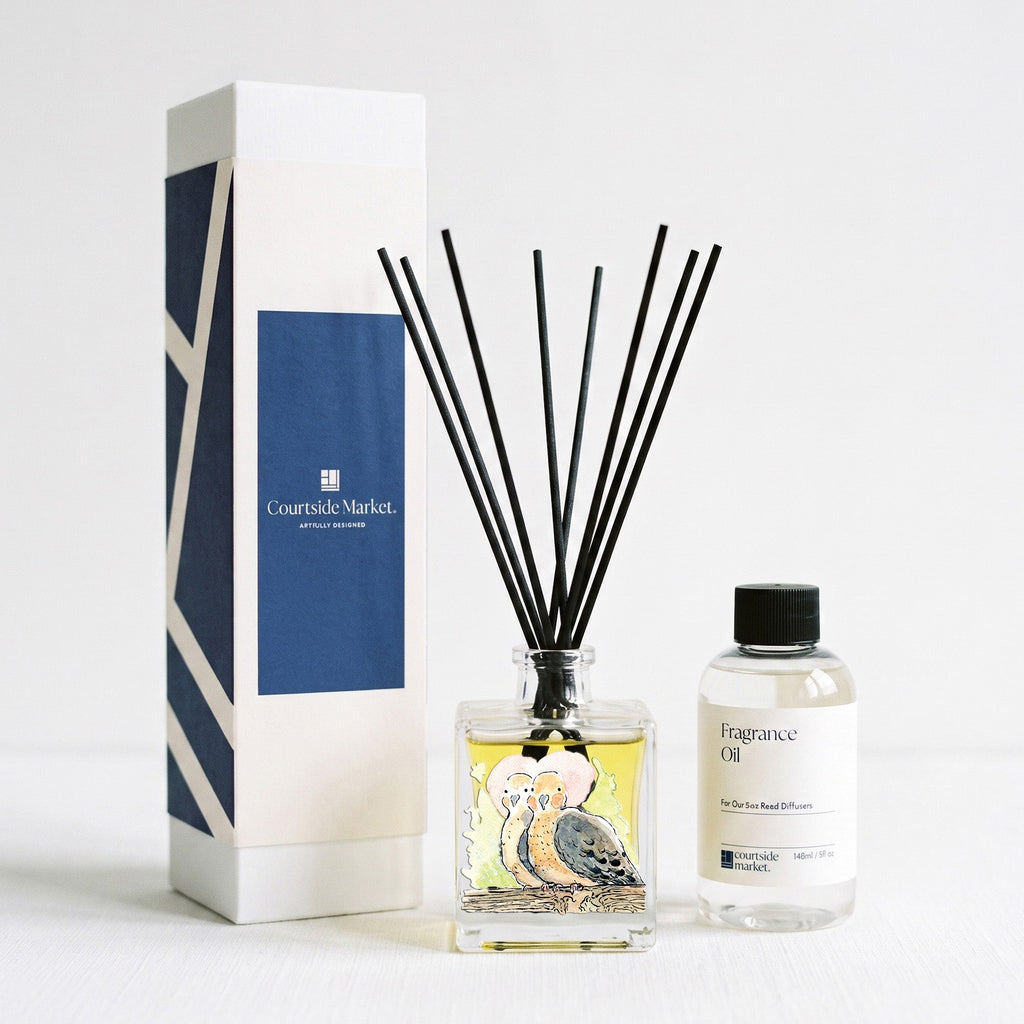 Lovebirds - Velvet Rose 5oz Oil Reed Diffuser Set - Stephen Macquignon Collection