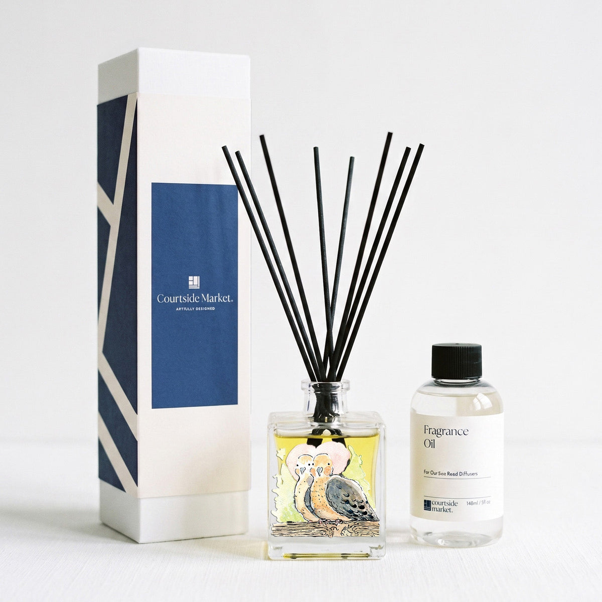 Lovebirds - Velvet Rose 5oz Oil Reed Diffuser Set - Stephen Macquignon Collection