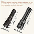 Two-Piece Black Rechargeable Zoom Flashlight Set with Ignition Lens, USB Charging Cable and Focus Control