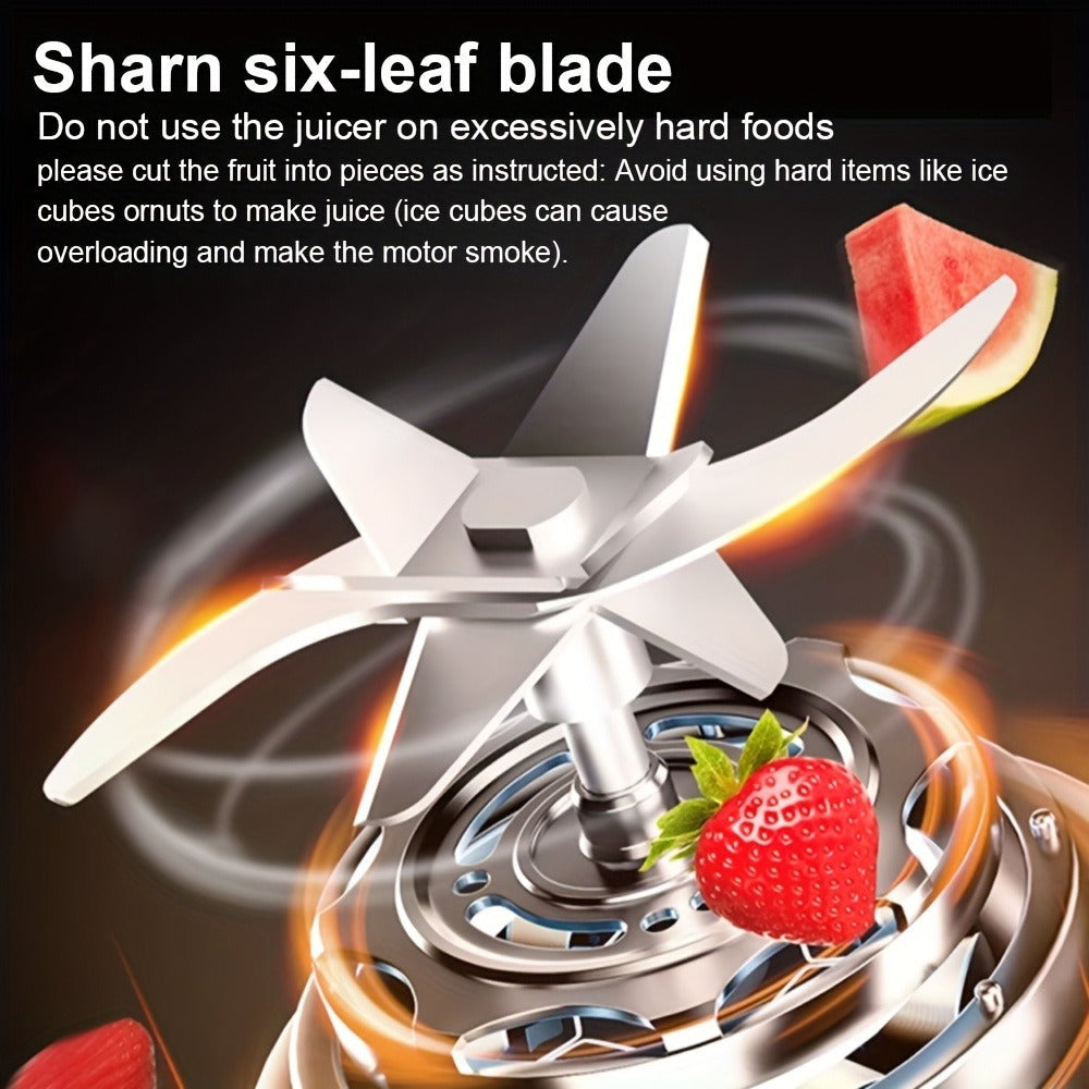 Blender Cup with USB Rechargeable 380ML and 6 Blades for Smoothies