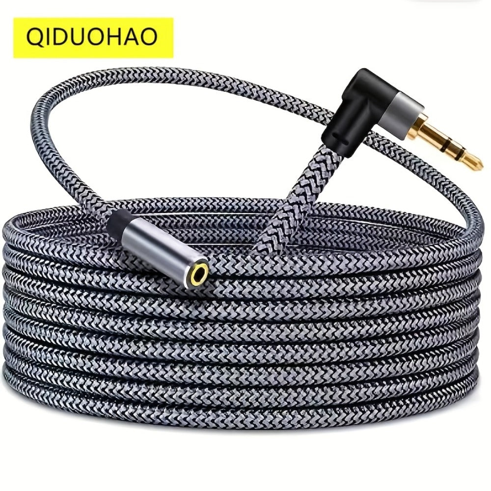 Nylon Braided 3.5mm Male to Female Audio Extension Cable Right-Angle Connectors Lossless Sound for an Everyday Personal Care Routine