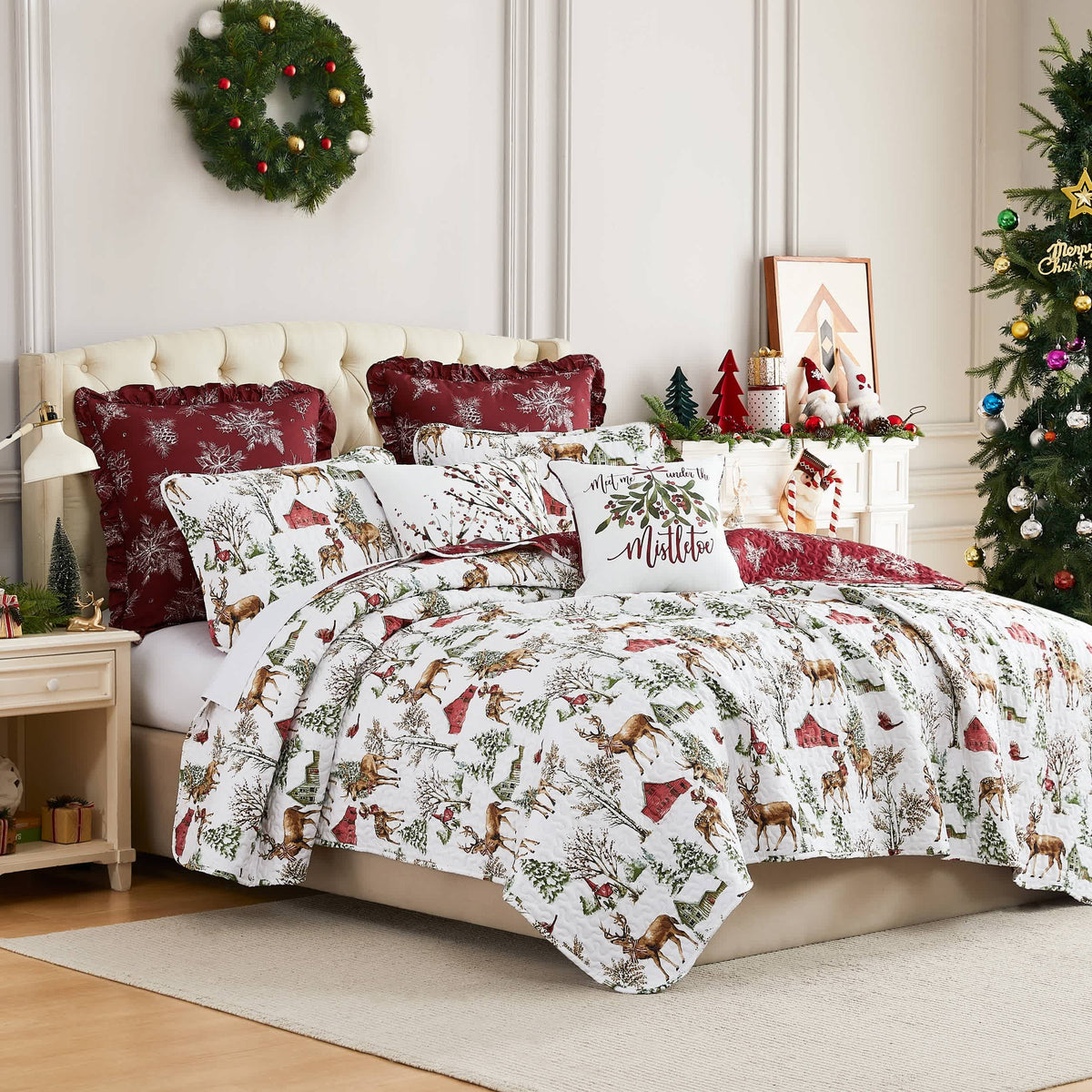 Southshore Fine Linens White Christmas 7-Piece Comforter Bedding Set