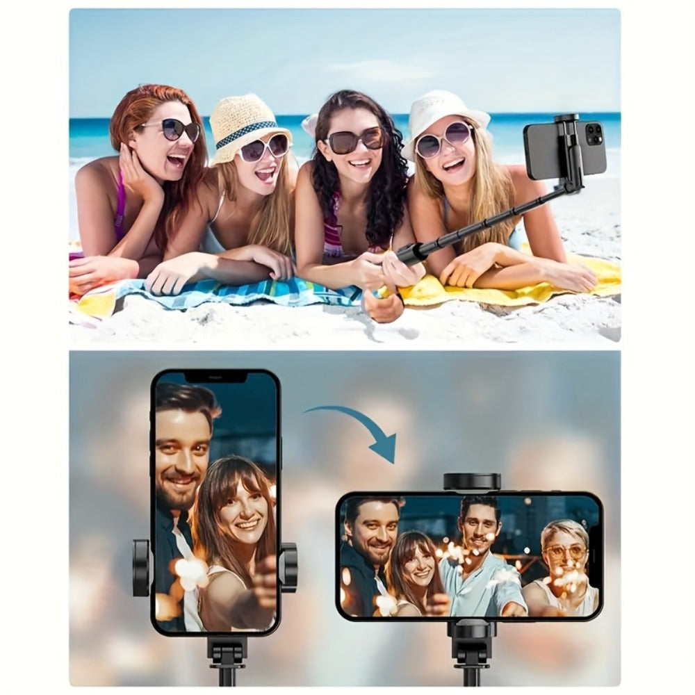 68 Inch Live Streaming Tripod Floor Standing with Wireless Remote, Retractable Selfie Stick, 360° Rotation