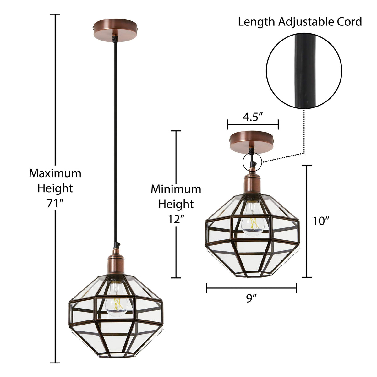 River of Goods Bohemian Clear Globe Shade Pendant Light