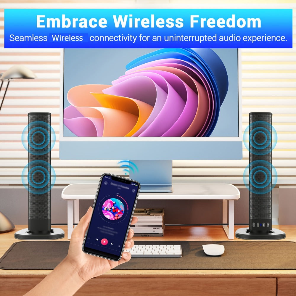 Detachable 19.3-Inch TV Soundbar with Four-Speaker Layout, TF, AUX, FM, RCA and TWS Inputs