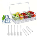 Five-Compartment Serving Bowl Set with Lid, Five Forks and Two Tongs for Party Table Display