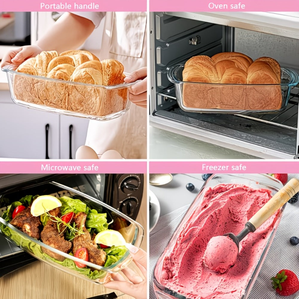 Baking Dish with Handles and Silicone Brush for Baking Bread Cakes