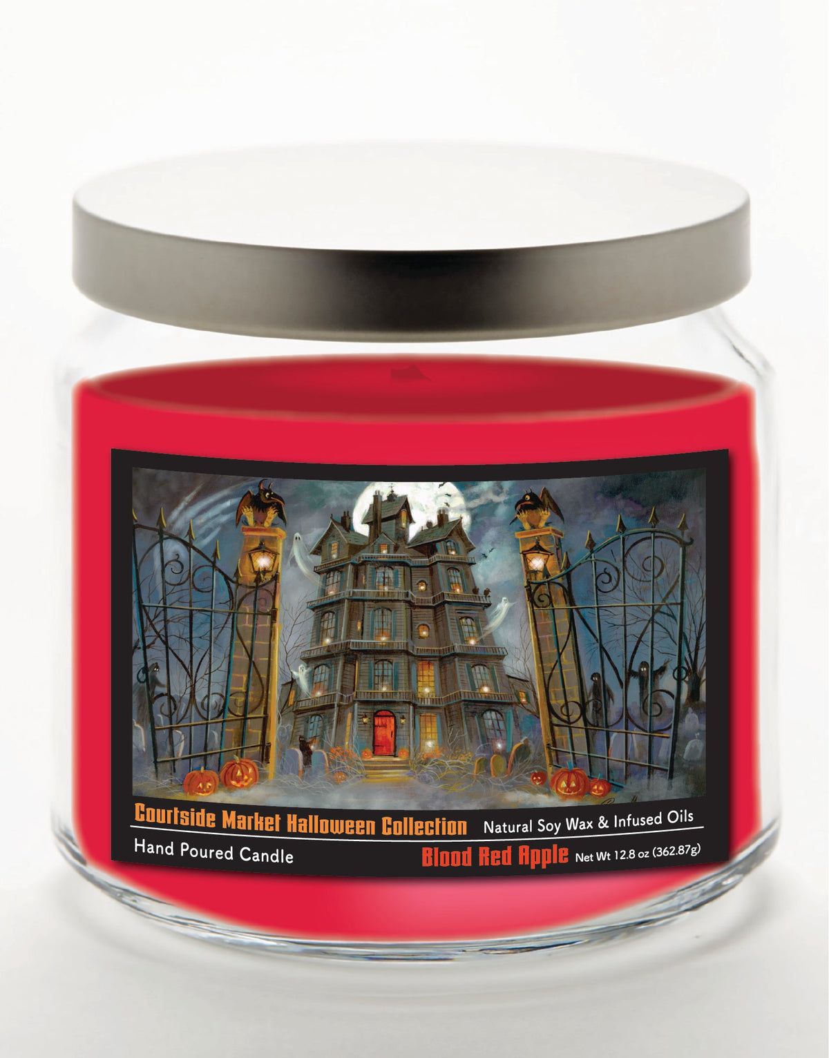 Haunted House II 12.8 Oz Candle Glass Jar with Brushed Silver Metal Lid